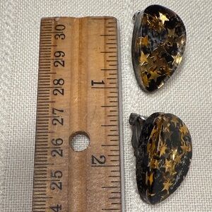 Black and Gold Star Clip-On Earrings